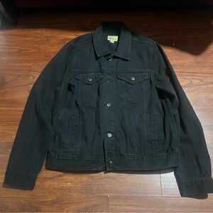 Roebuck & Co Black Denim Trucker Jacket Mens Large